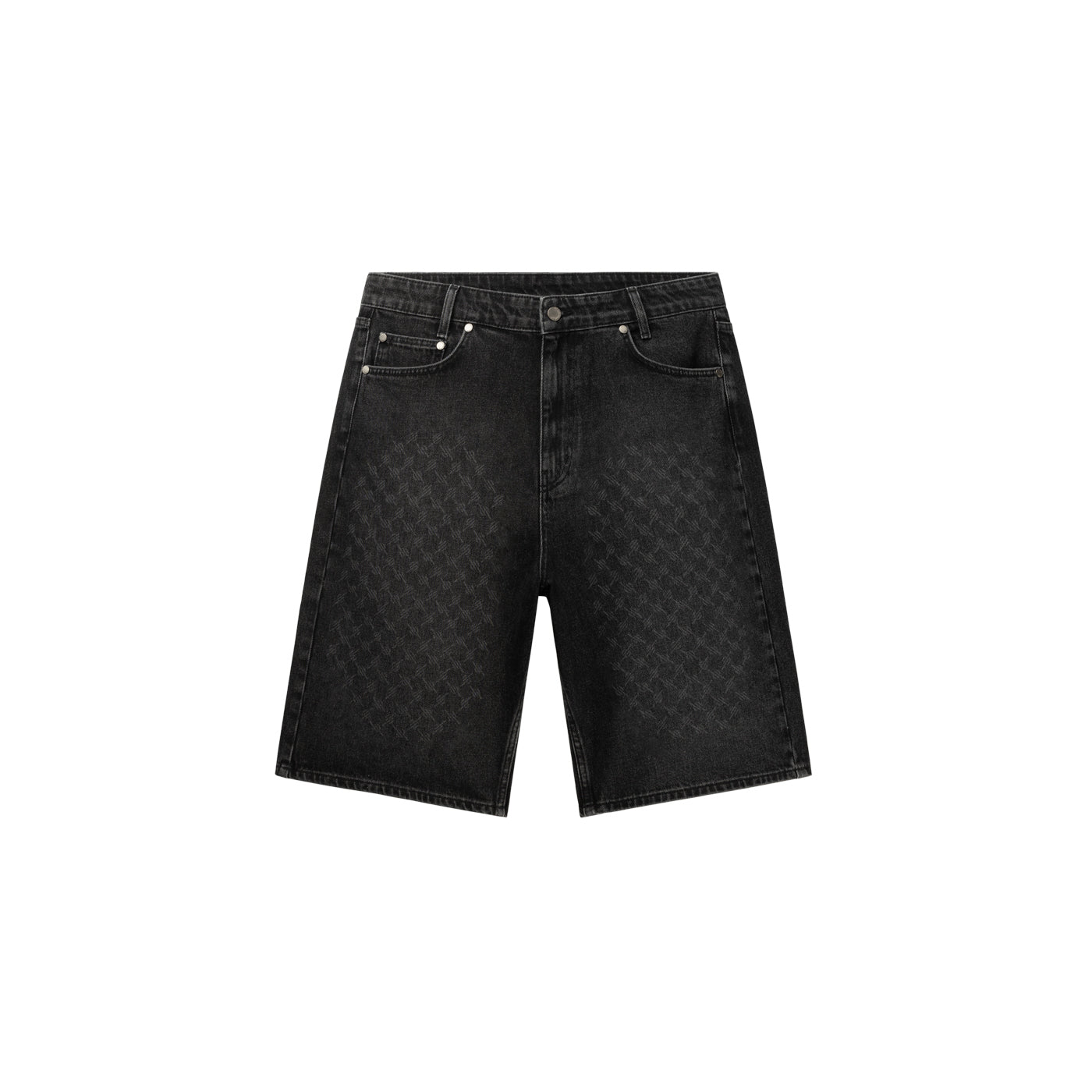 Black Laser Monogram Denim Shorts