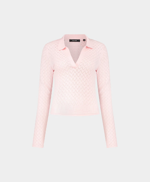Ice Pink Ada Knit Longsleeve Polo