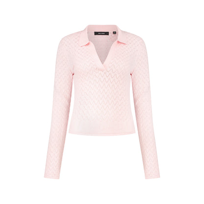 Ice Pink Ada Knit Longsleeve Polo