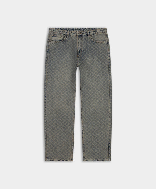 Seal Beige Faded Monogram Amba Jeans