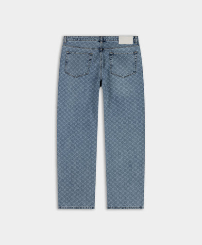 Seal Blue Faded Monogram Amba Jeans
