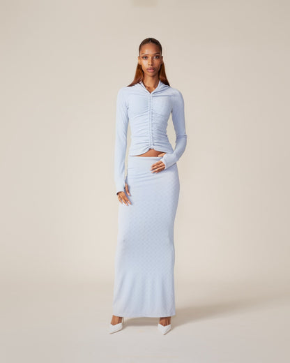 Subdued Blue Monogram Maxi Skirt