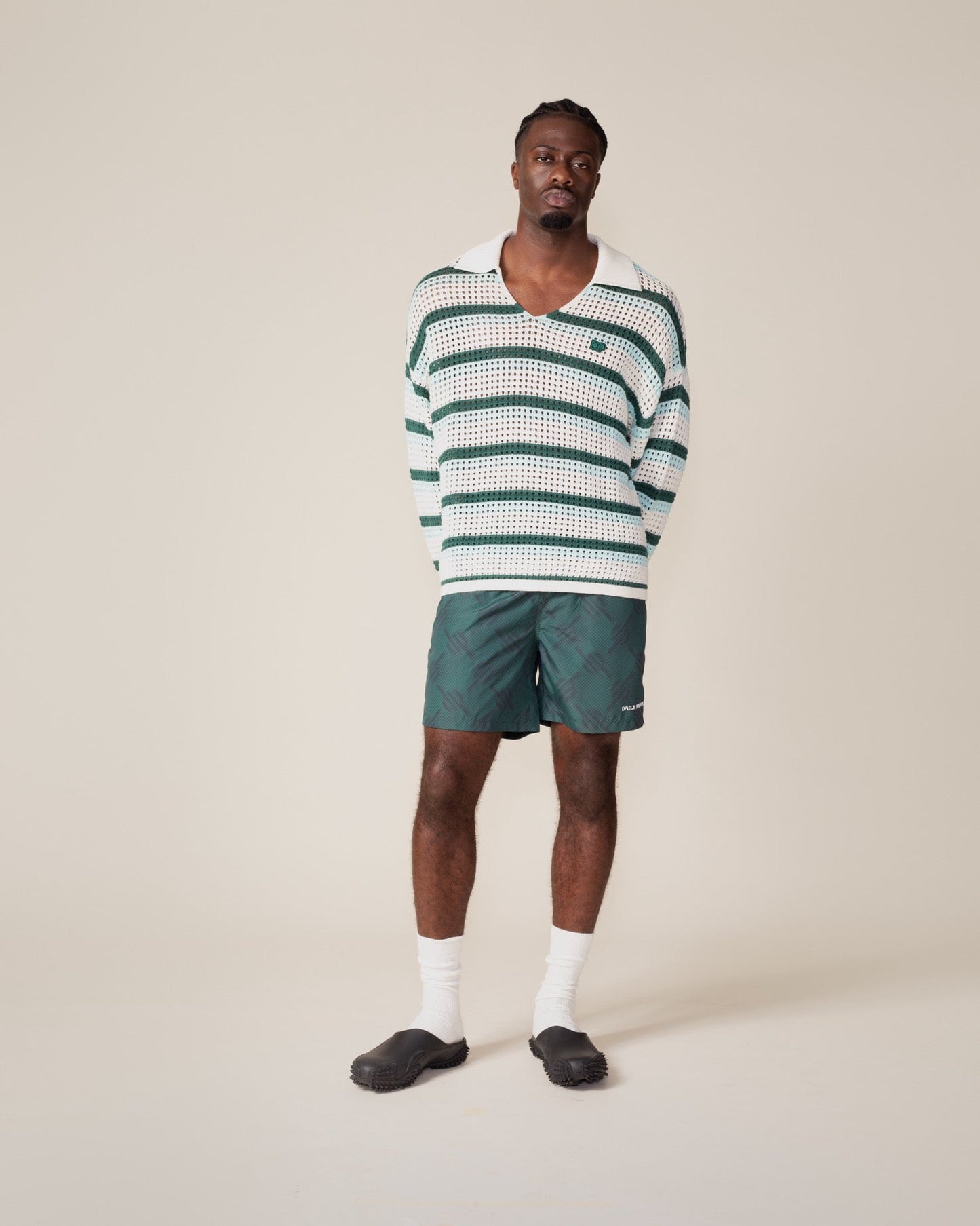 Off White Crochet V-Neck Sweater