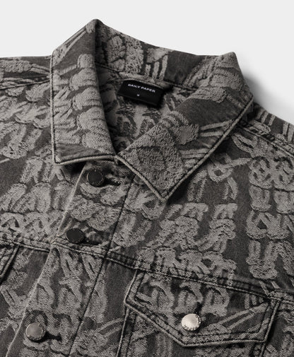 Grey Denim Macrame Jacket