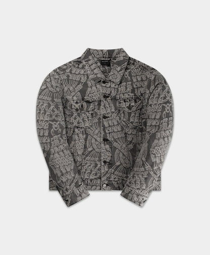 Grey Denim Macrame Jacket