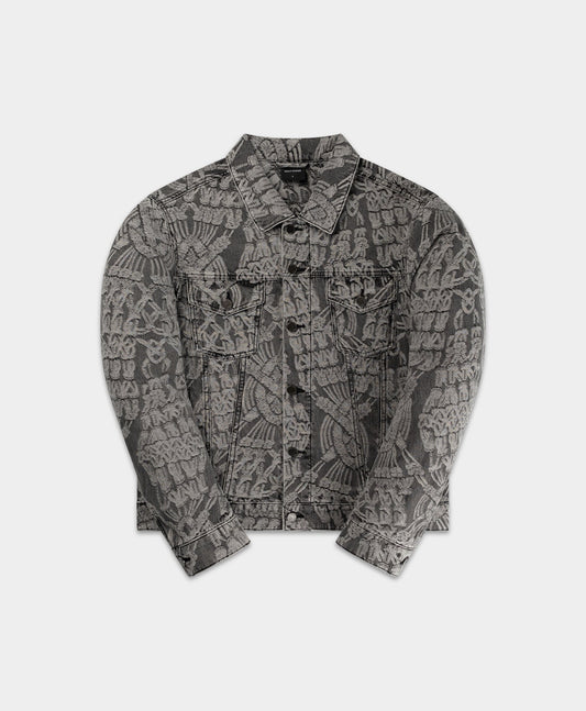 Grey Denim Macrame Jacket