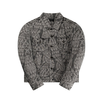 Grey Denim Macrame Jacket