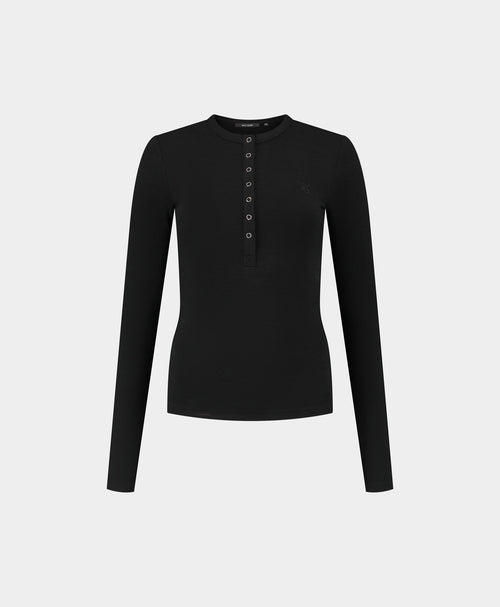 Black Denise Button Longsleeve