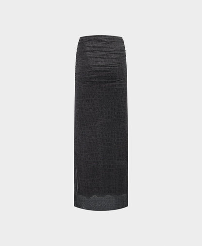 Black Oyster Digital Croc Skirt