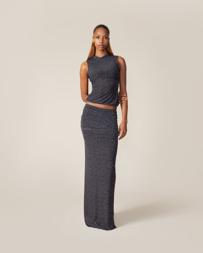 Black Oyster Digital Croc Skirt