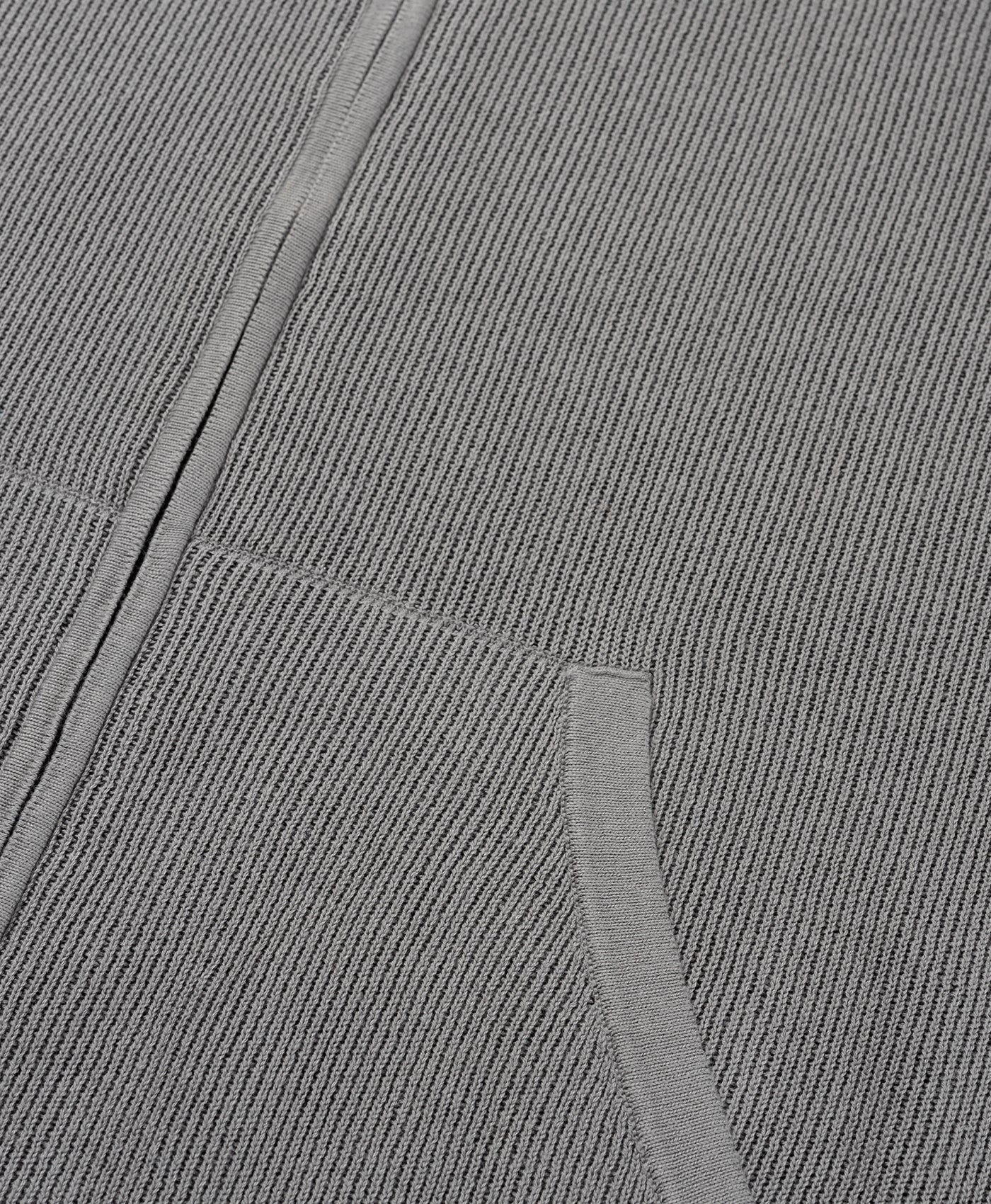 Formal Grey Flat Knit Zip Hoodie