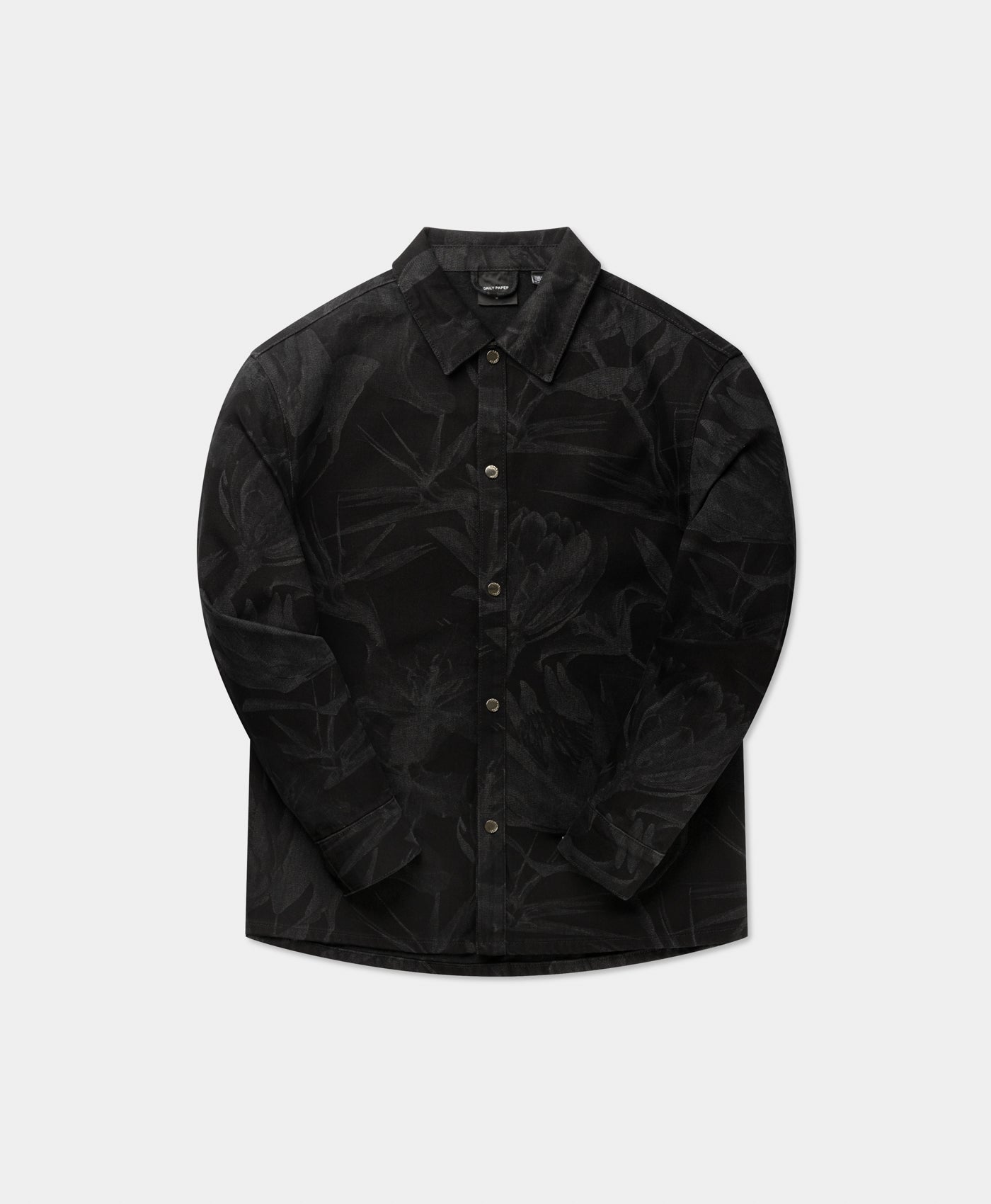 Black Floral Laser Denim Shirt