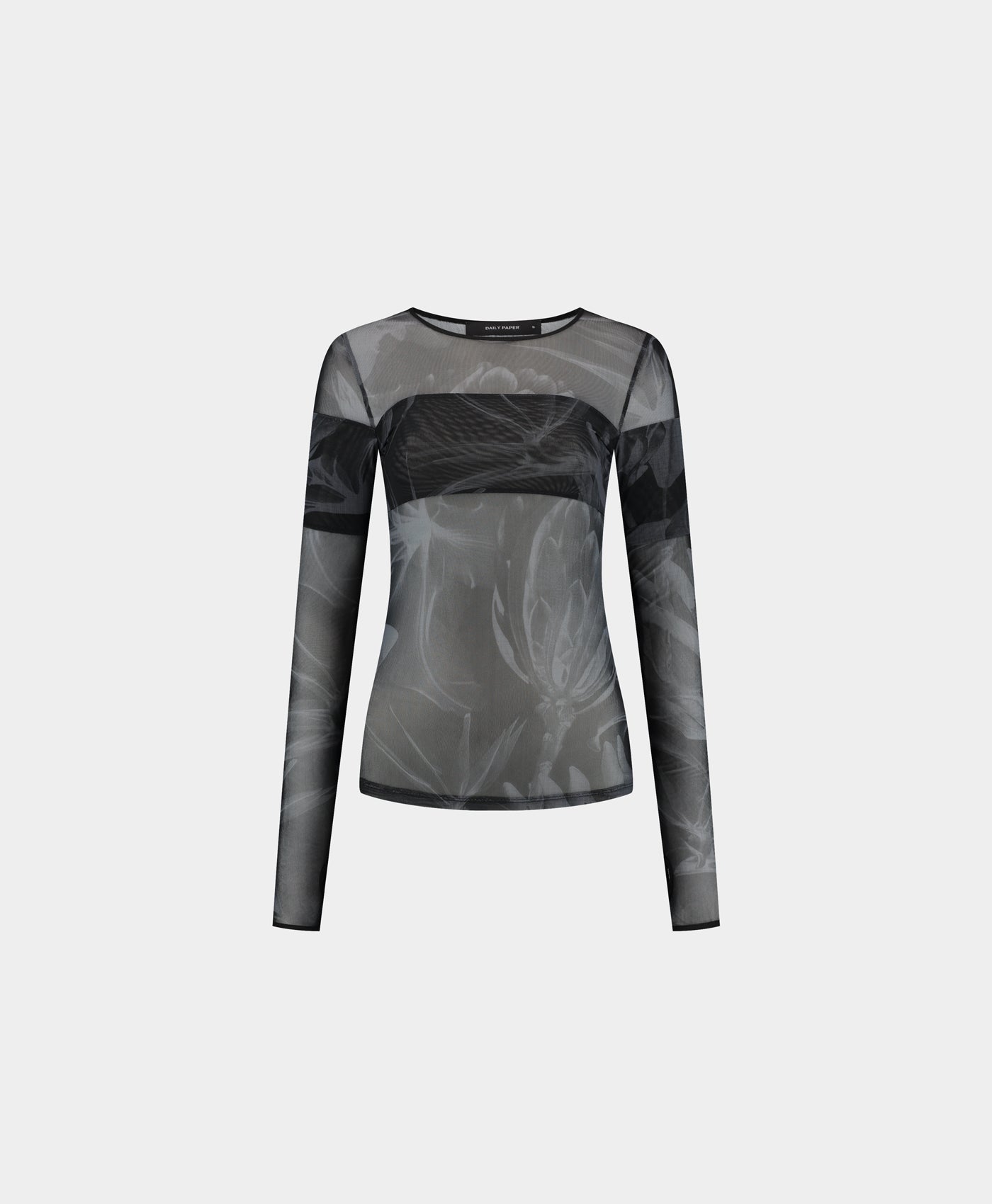 Black Floral Mesh Top