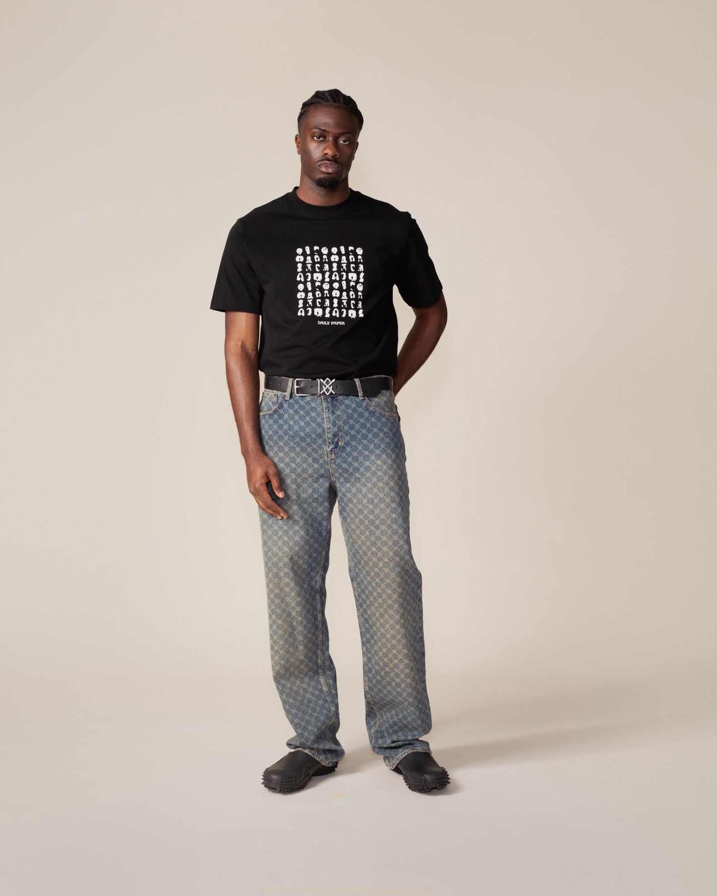 Black Hair Grid T-Shirt