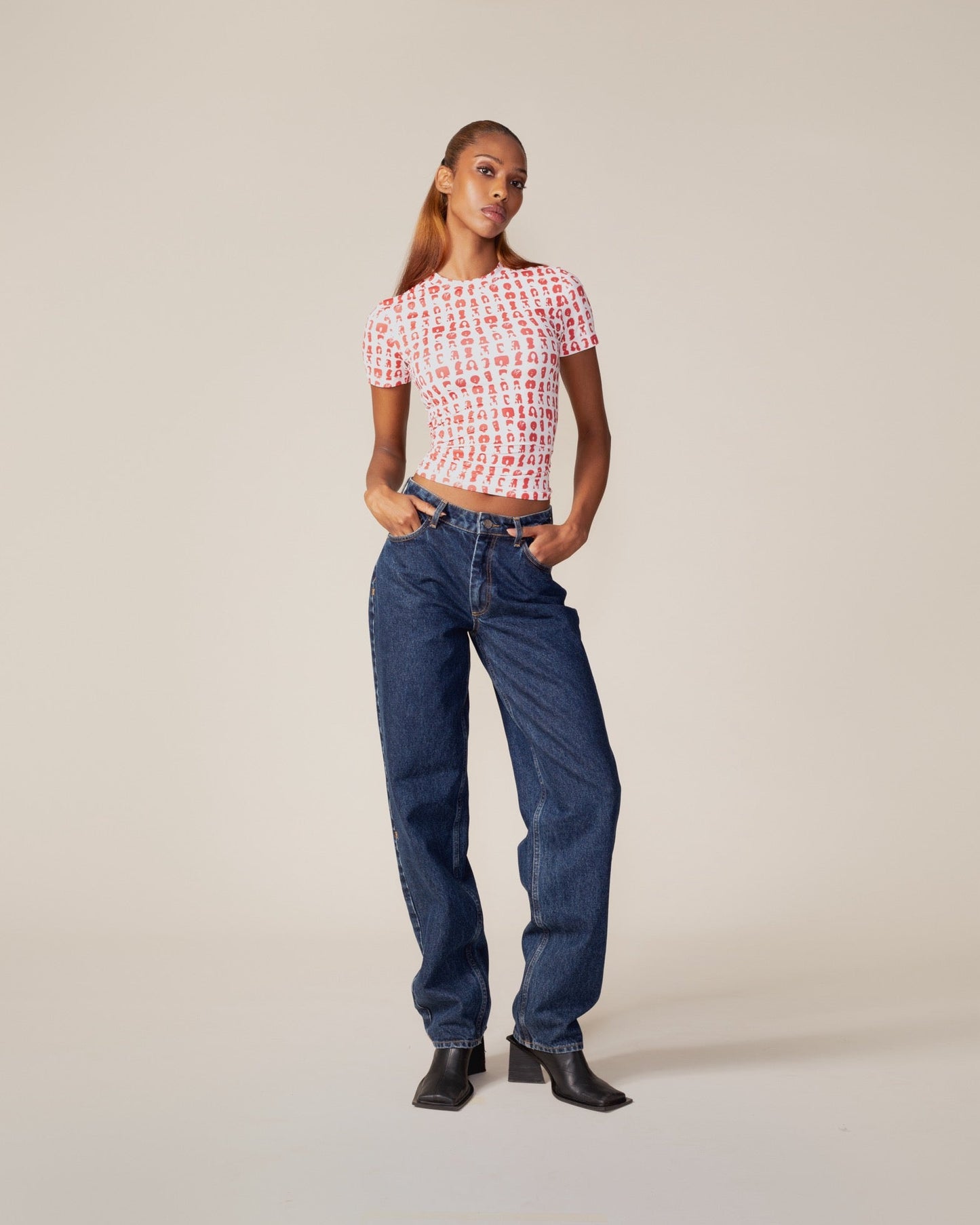 White Hair Grid Aop T-Shirt