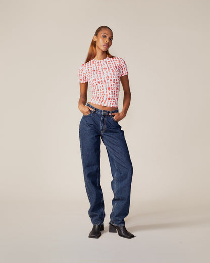 White Hair Grid Aop T-Shirt