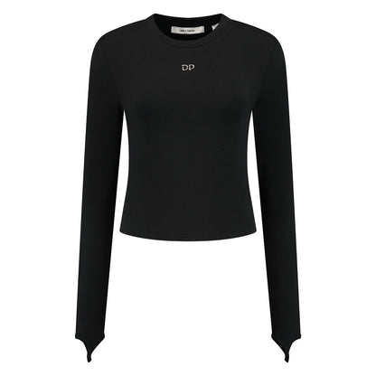 Black Logo Rib Top