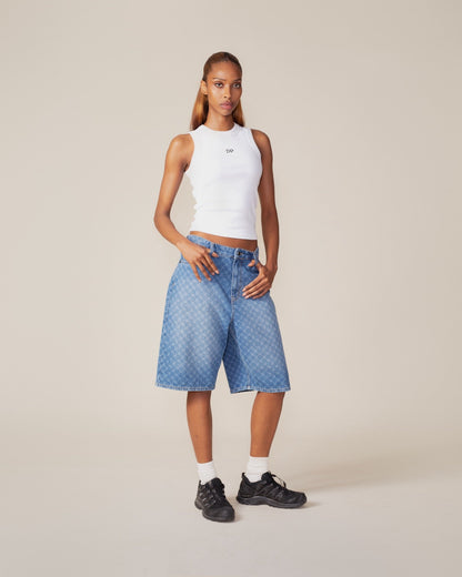 Blue Monogram Denim Shorts