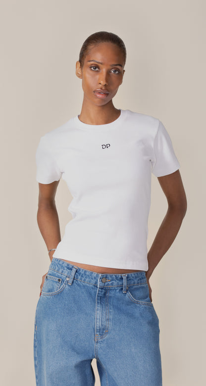 White Unit Rib Fitted T-Shirt