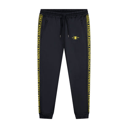 Navy Yellow Tape Logo Track Pants