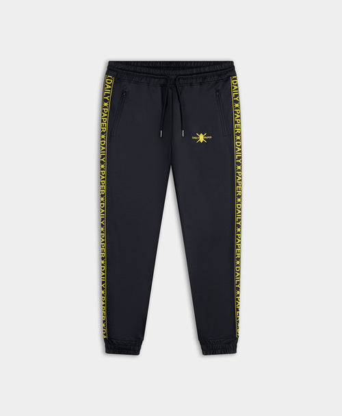 Navy Yellow Tape Logo Track Pants