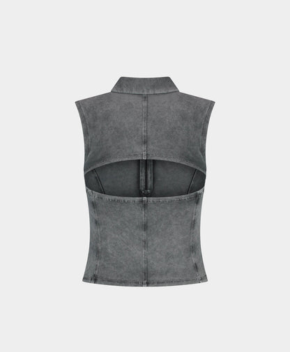 Formal Grey Washed Jersey Polo