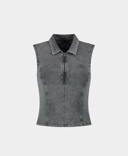 Formal Grey Washed Jersey Polo